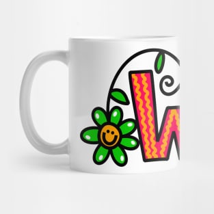 Letter W abc monogram hand drawn colorful alphabet Mug